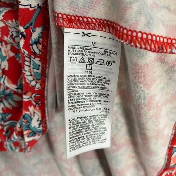 Old Navy Dress Womens M Red Floral A-Line Pullover Boho Cottagecore Prairie Farm - Picture 7 of 9
